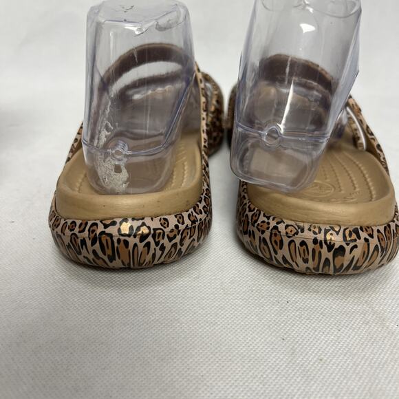 CROCS Meleen LEOPARD Slip On Women’s Size 9 W Comfort Slides Flats Sandals - Picture 3 of 10